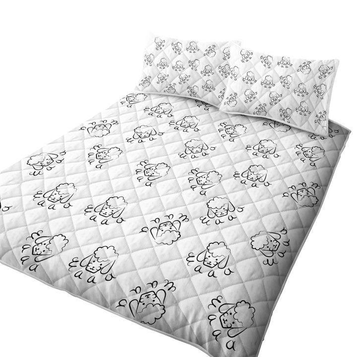 Cute Sheep Face Drawing Pattern Coverlet