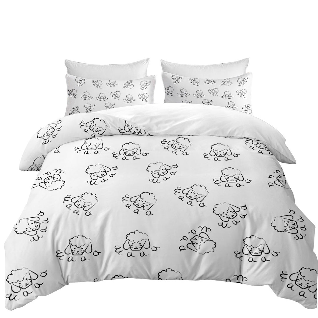 Cute Sheep Face Drawing Pattern Coverlets