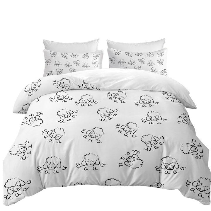 Cute Sheep Face Drawing Pattern Coverlets