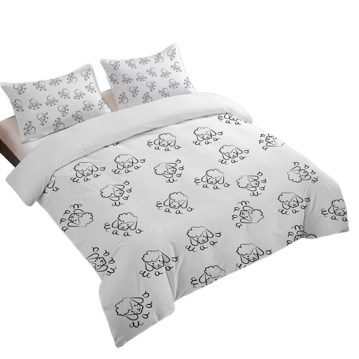 Cute Sheep Face Drawing Pattern Duvet Covers