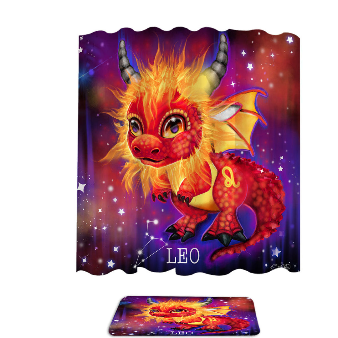 Cute Shower Curtains Fantasy Art Leo Lil Dragon