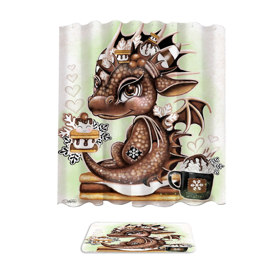 Cute Shower Curtains for Boys Hot Chocolate and Smores Lil Dragon