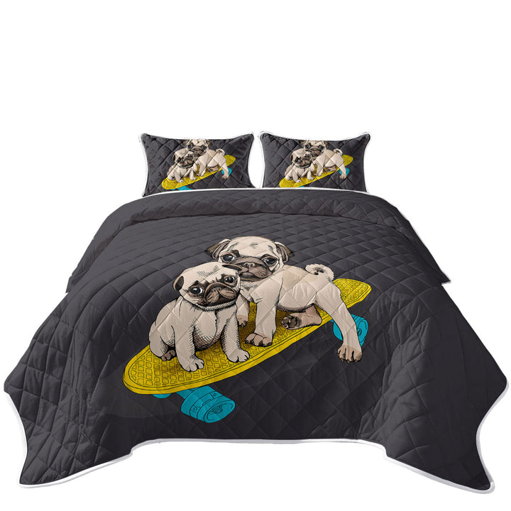 Cute Skating Pugs Coverlet