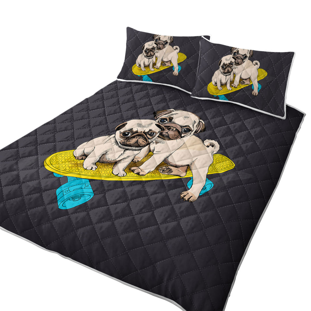 Cute Skating Pugs Quilts
