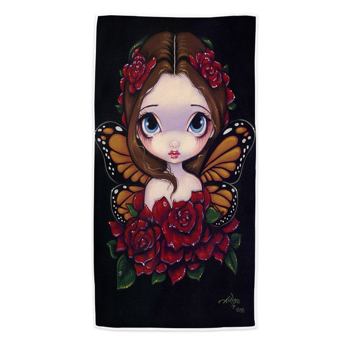 Cute Swims Towel Girls Painting the Butterfly Rose Fairy