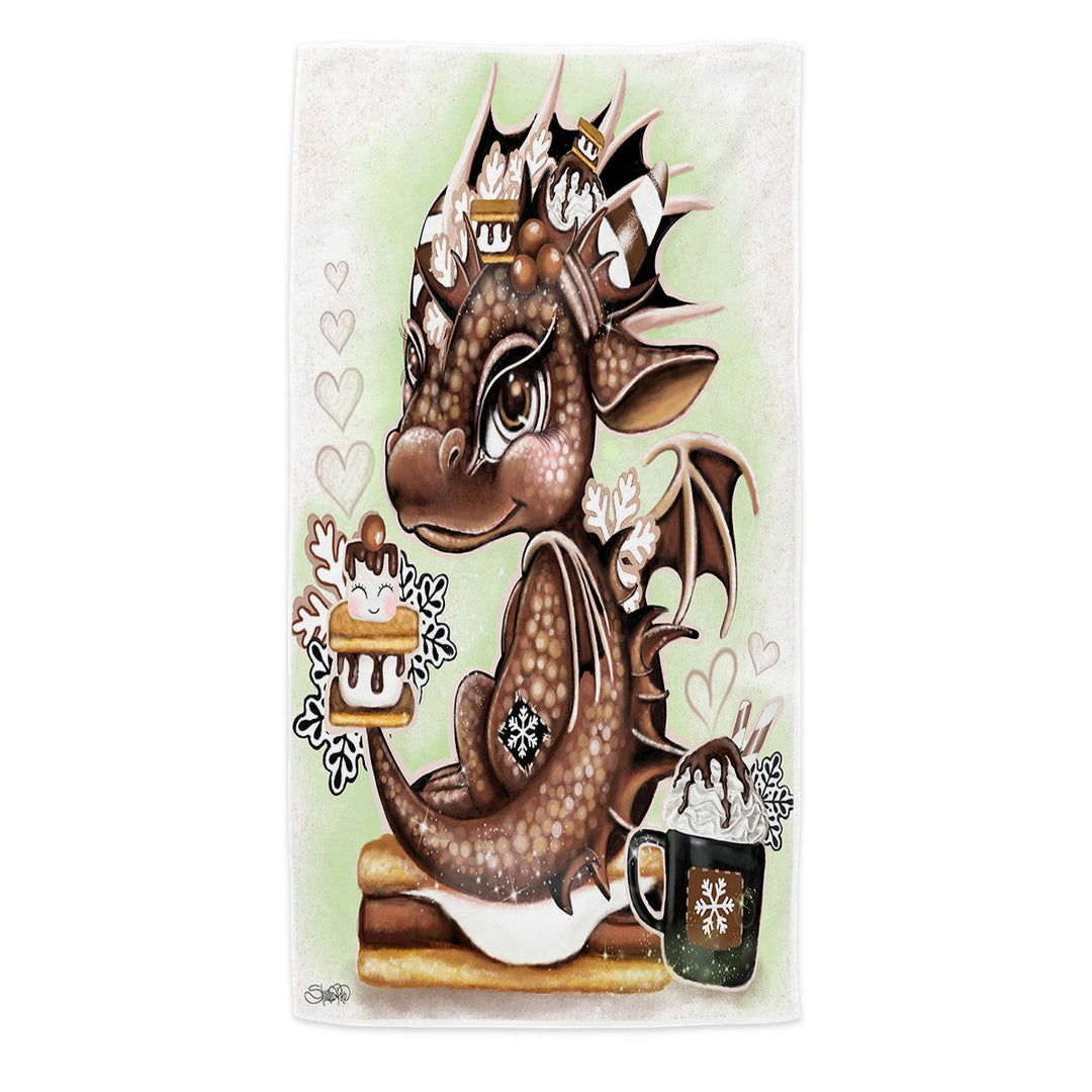 Cute Swims Towel for Kids Hot Chocolate and Smores Lil Dragon