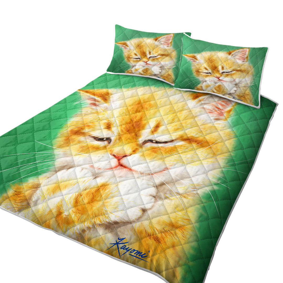 Cute Tempting Ginger Cat Drawing Coverlet