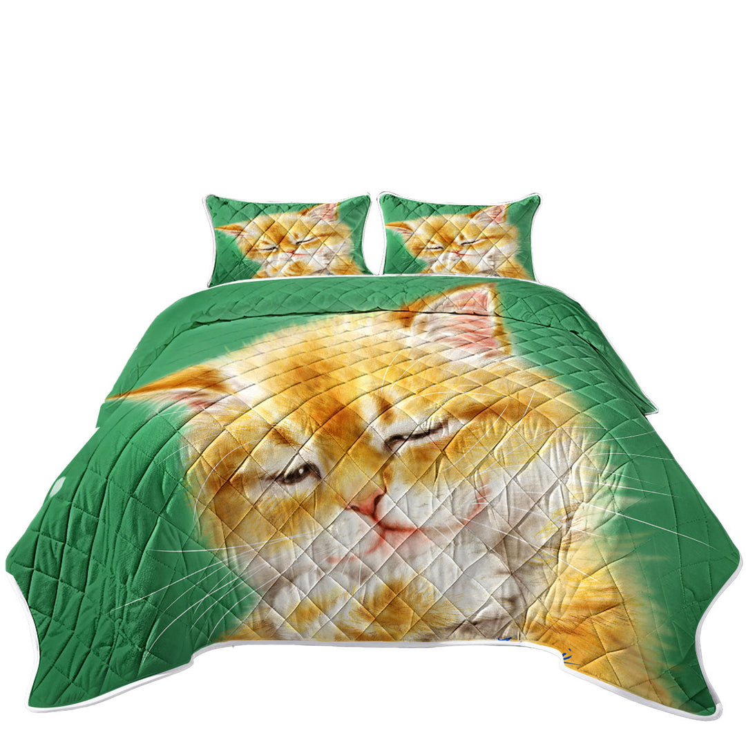 Cute Tempting Ginger Cat Drawing Coverlets