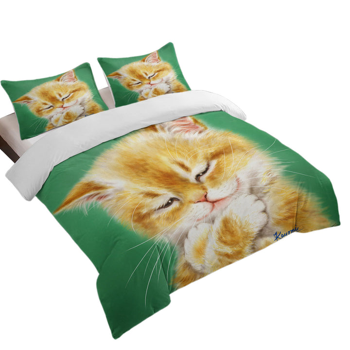 Cute Tempting Ginger Cat Drawing Quilt Cover Sets