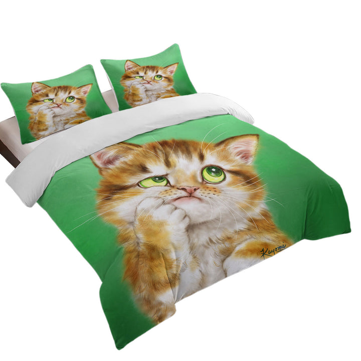Cute Thinking Kitten Cats Art Duvet Cover sale