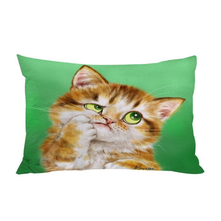 Cute Thinking Kitten Cats Art King Pillow Cases