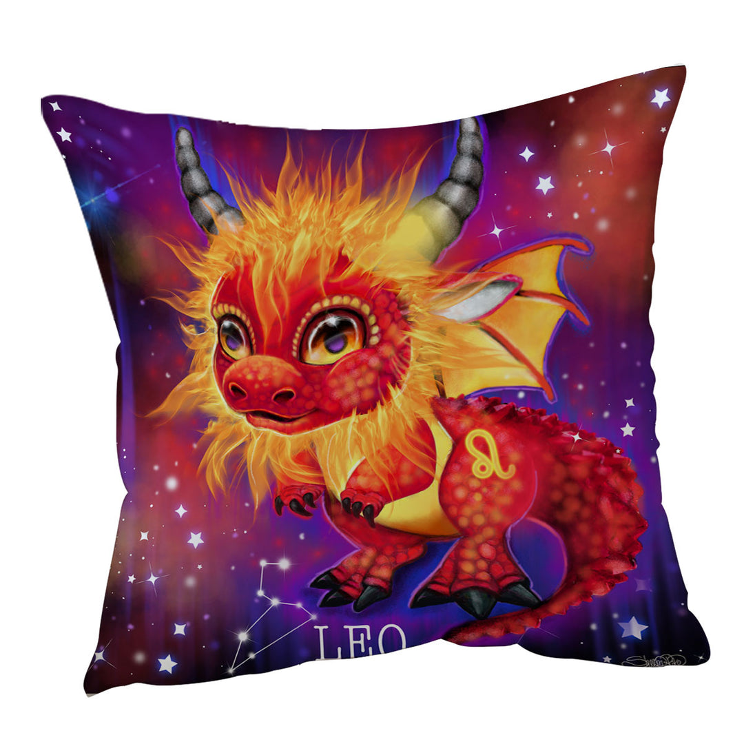 Cute Throw Pillow and Cushions Fantasy Art Leo Lil Dragon