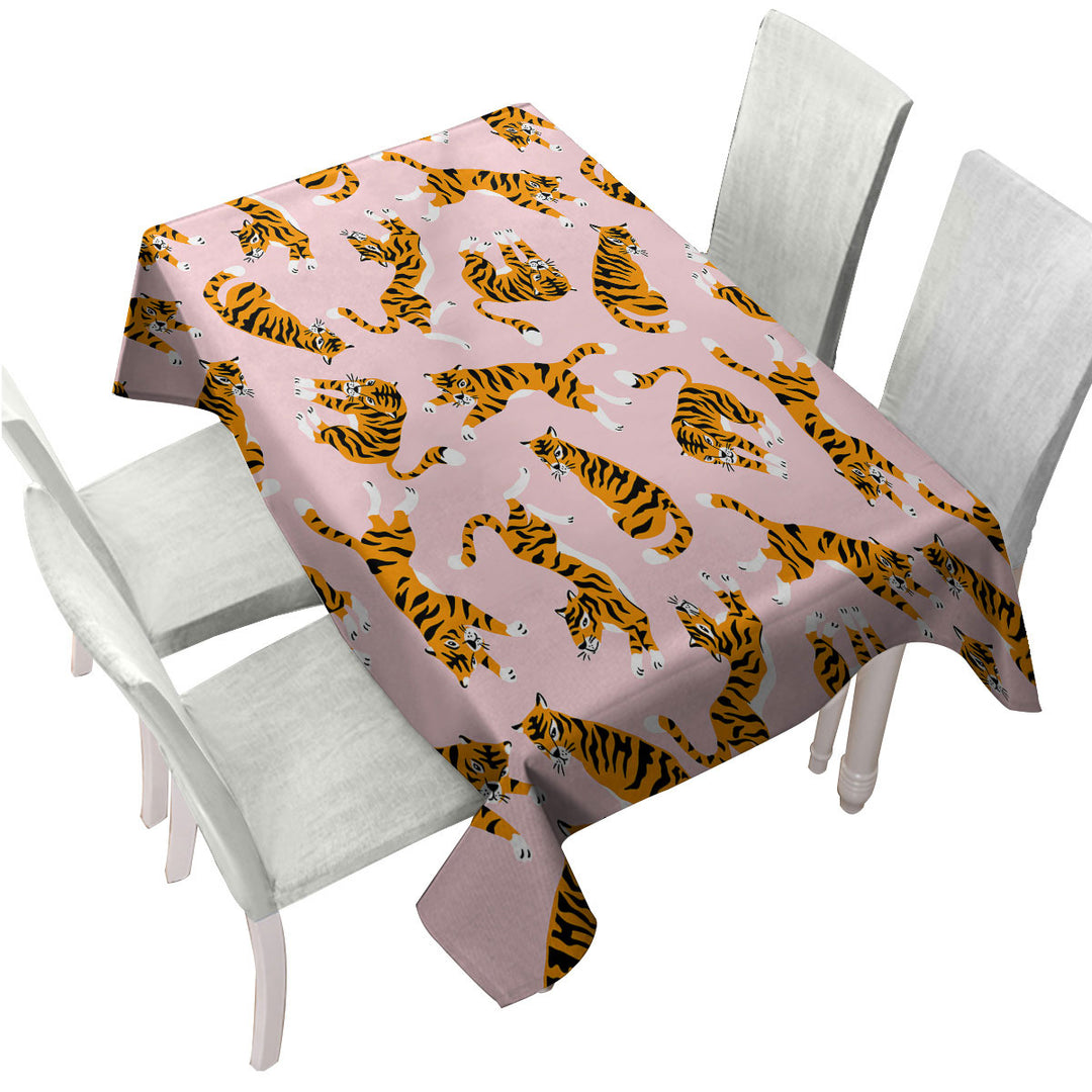 Cute Tiger Pattern Custom table cloth