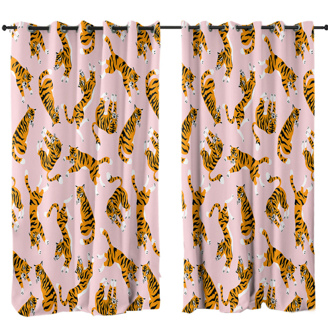 Cute Tiger Pattern Drapes for Living Room