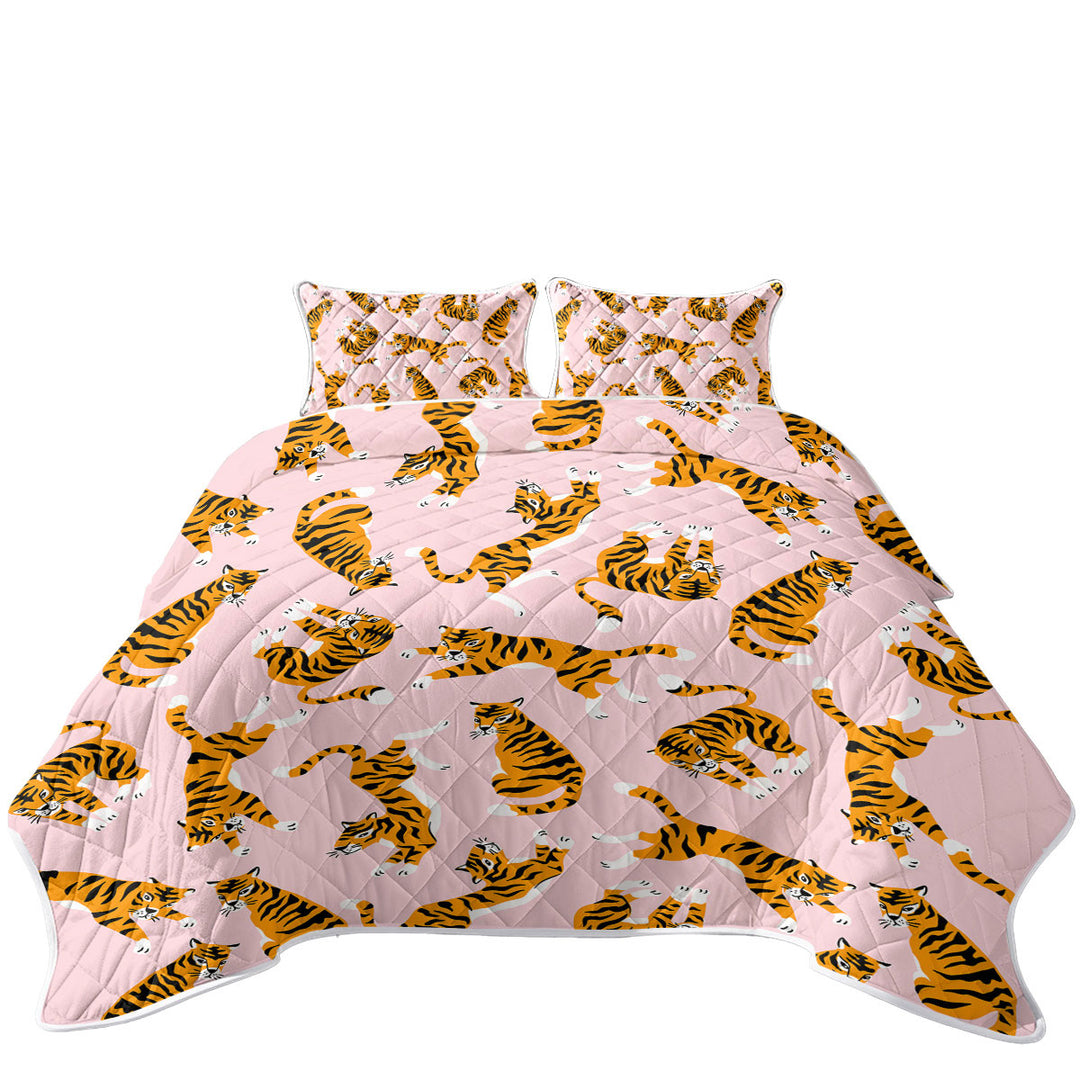 Cute Tiger Pattern King Size Bedspreads