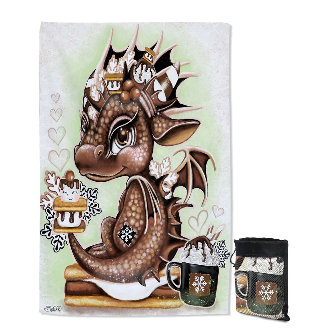 Cute Travel Beach Towel for Boys Hot Chocolate and Smores Lil Dragon