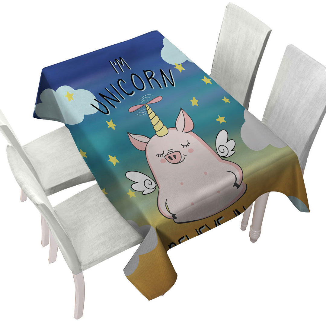 Cute Unicorn Piggy Tablecloth