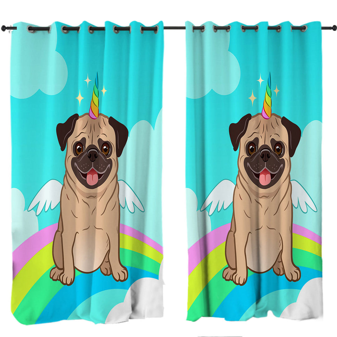 Cute Unicorn Pug Custom Curtains
