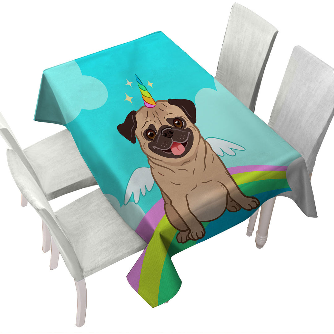 Cute Unicorn Pug Tablecloths