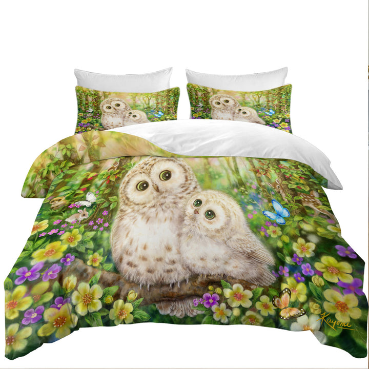 Cute Wildlife Animal Art Adorable Owls Duvet Covers