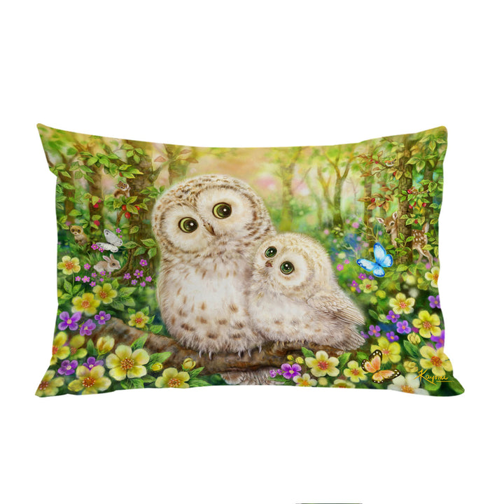 Cute Wildlife Animal Art Adorable Owls Pillow Cases