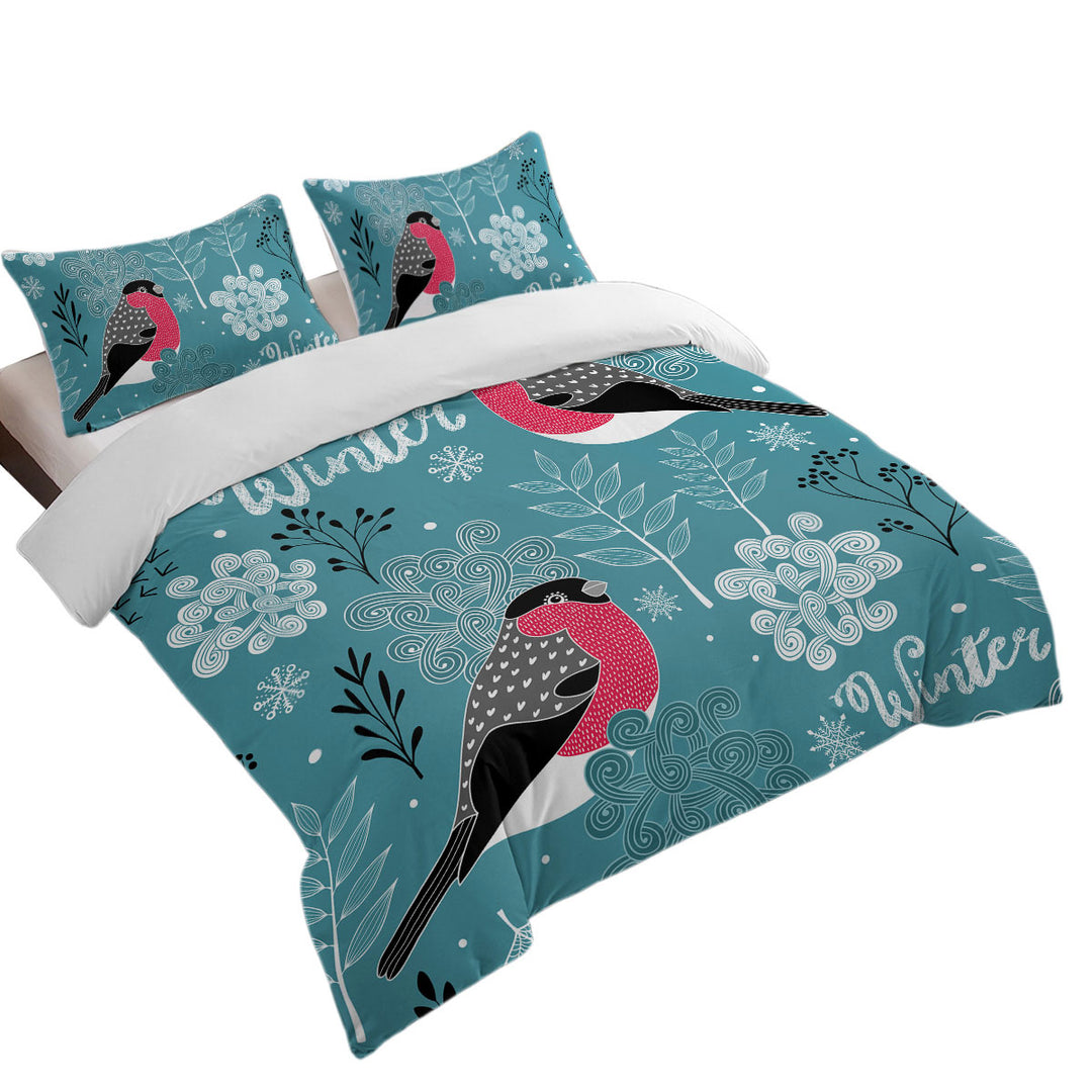 Cute Winter Birds Duvet Cover set