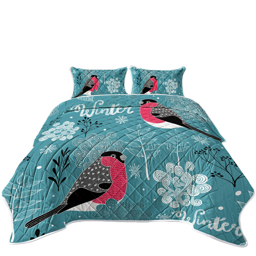 Cute Winter Birds Quilts for Beds