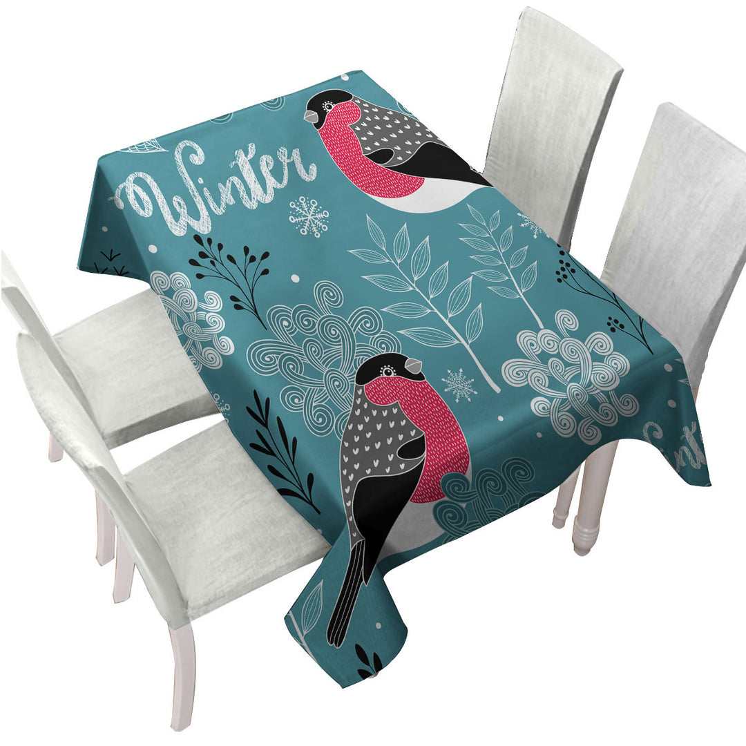 Cute Winter Birds Tablecloths