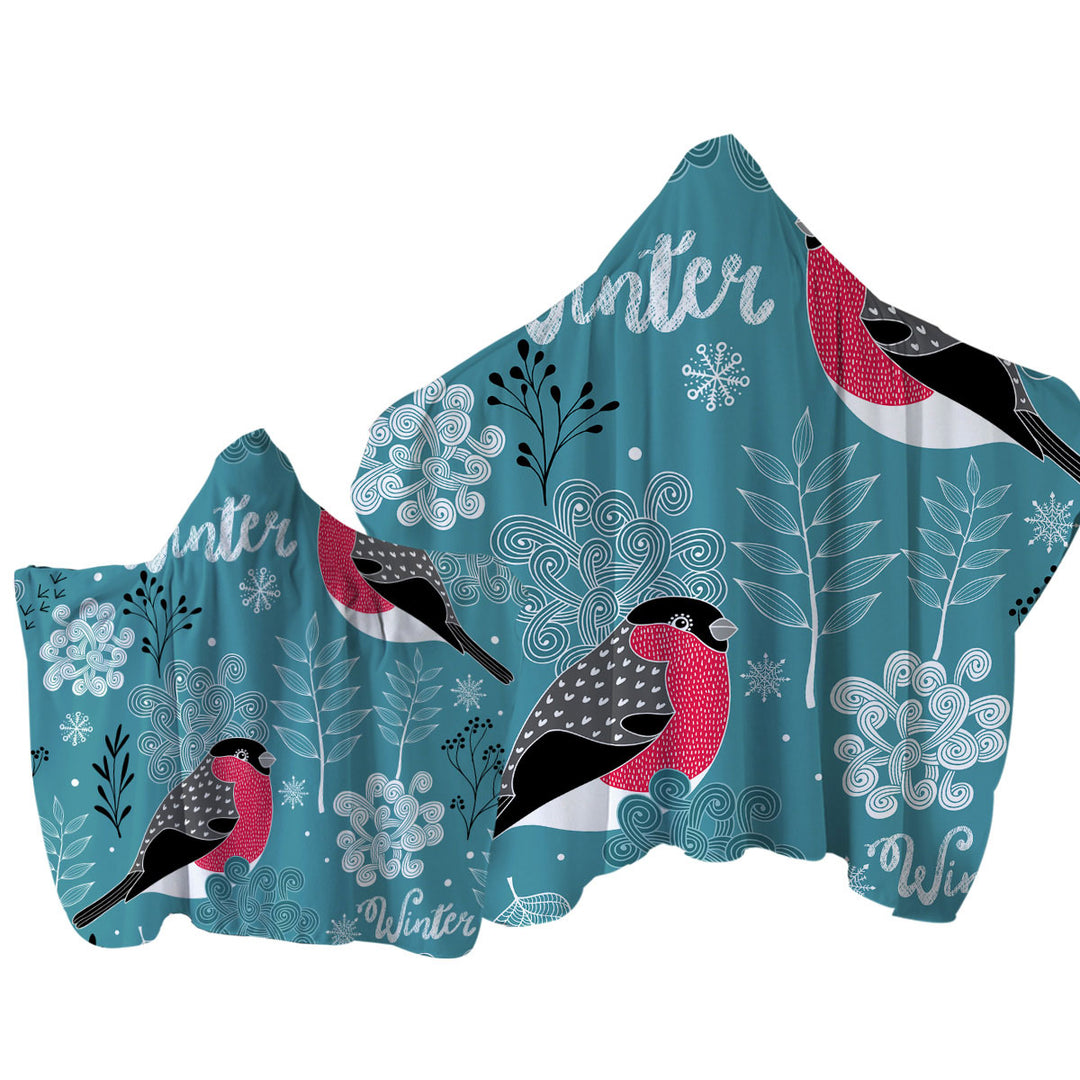 Cute Winter Birds Towel Hoodie