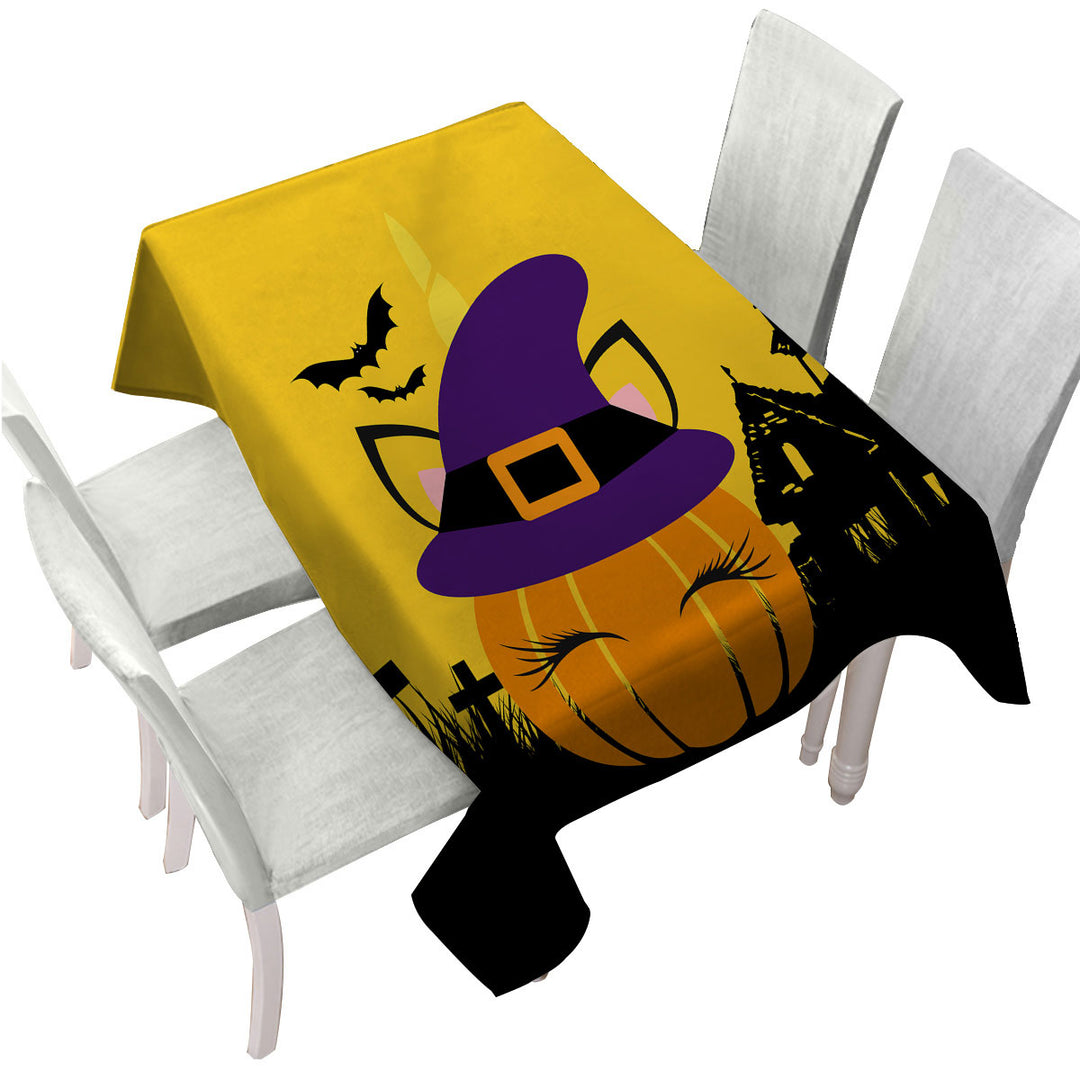 Cute Witch Pumpkin for Halloween Tablecloths