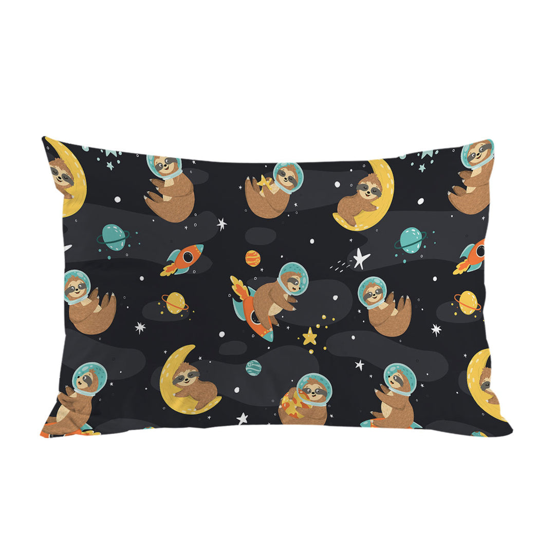 Cute and Funny Astronaut Sloth in Space Pillowcase
