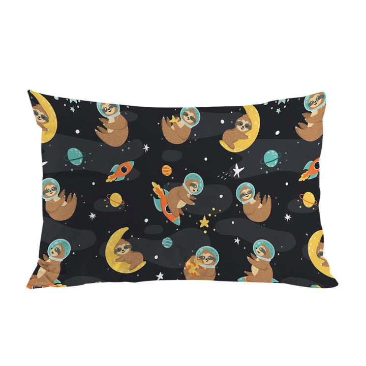 Cute and Funny Astronaut Sloth in Space Pillowcase