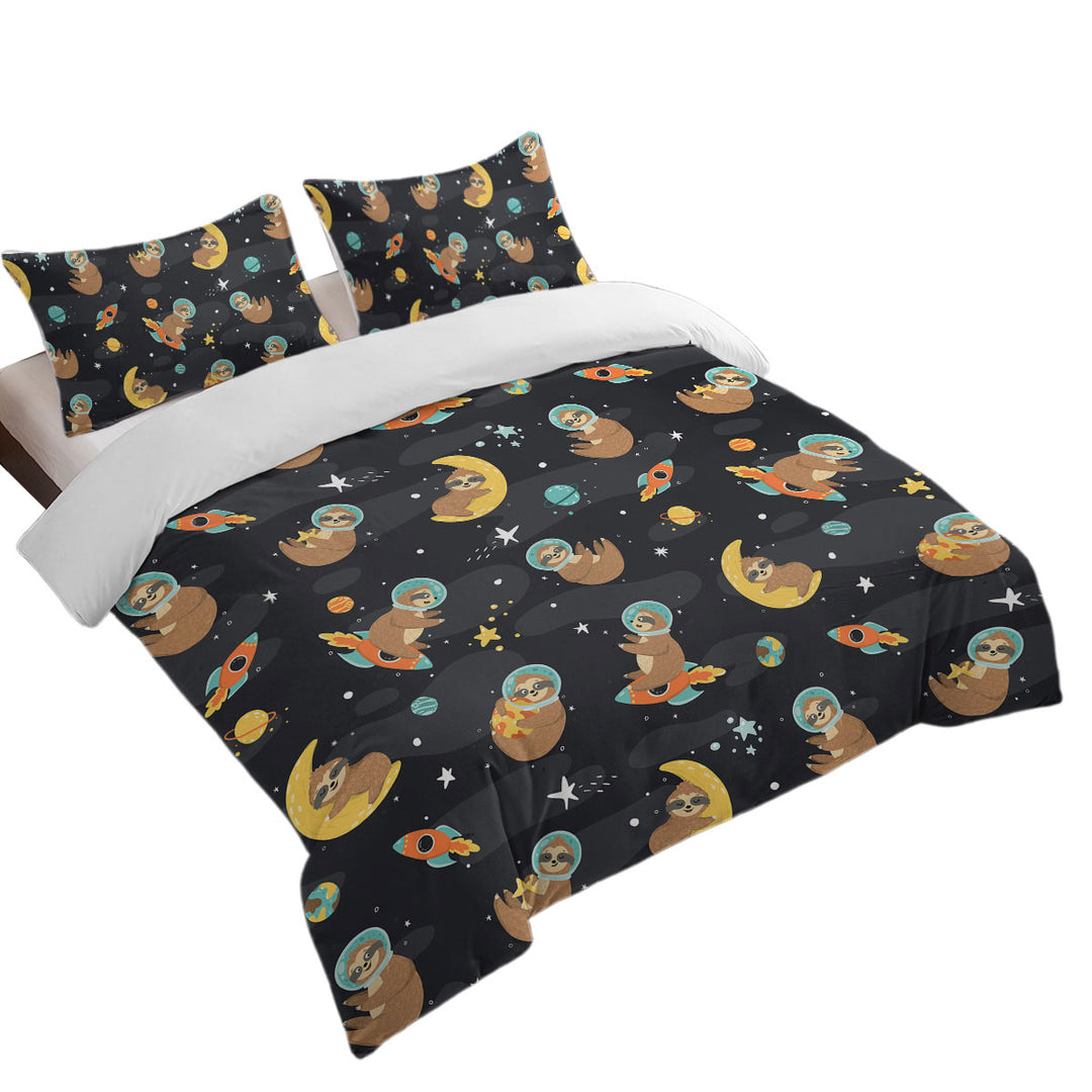 Cute and Funny Astronaut Sloth in Space Twin xl Duvet Covers