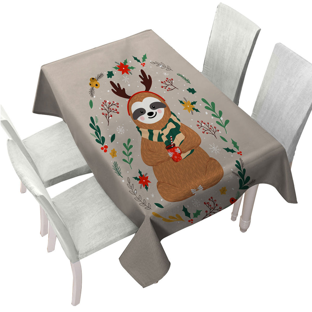 Cute and Funny Christmas Sloth Custom table cloth