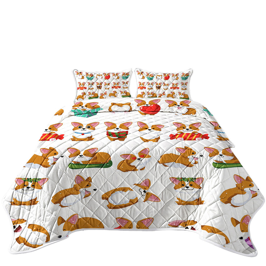 Cute and Funny Poses Dog Puppy King Size Bedspreads