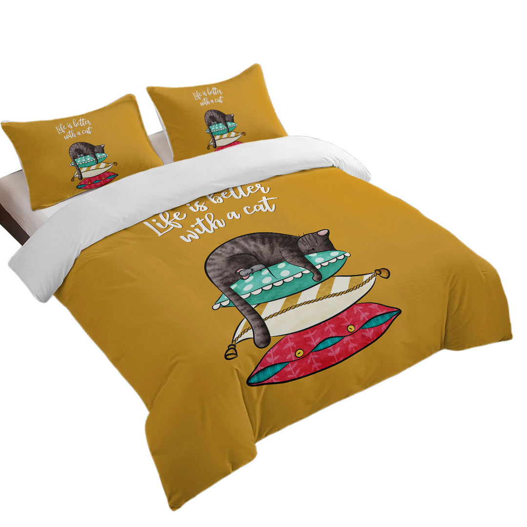 Cute and Funny Slapping Cat Quote California King Duvet Cover