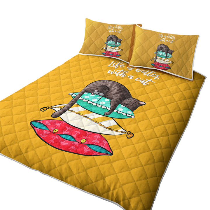 Cute and Funny Slapping Cat Quote Coverlet