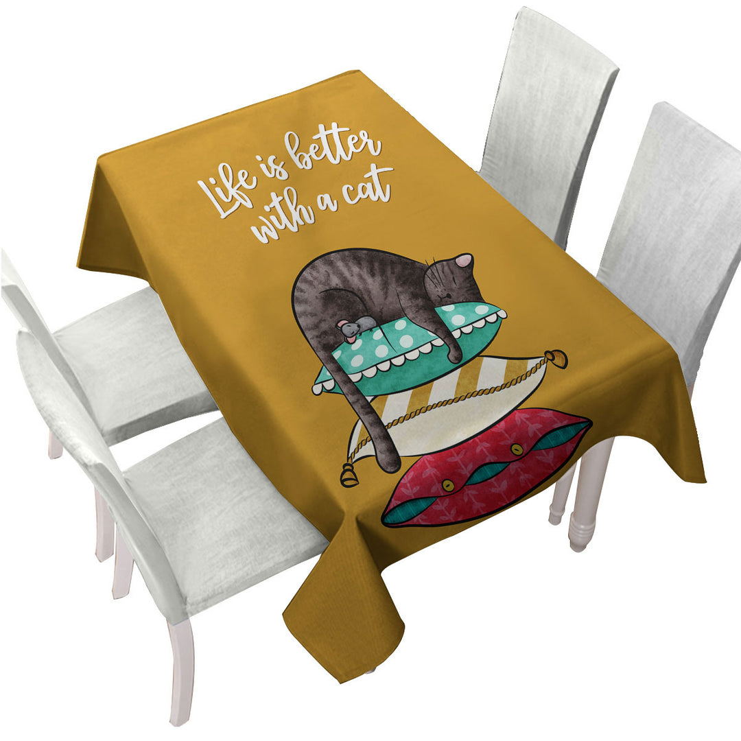 Cute and Funny Slapping Cat Quote Tablecloths