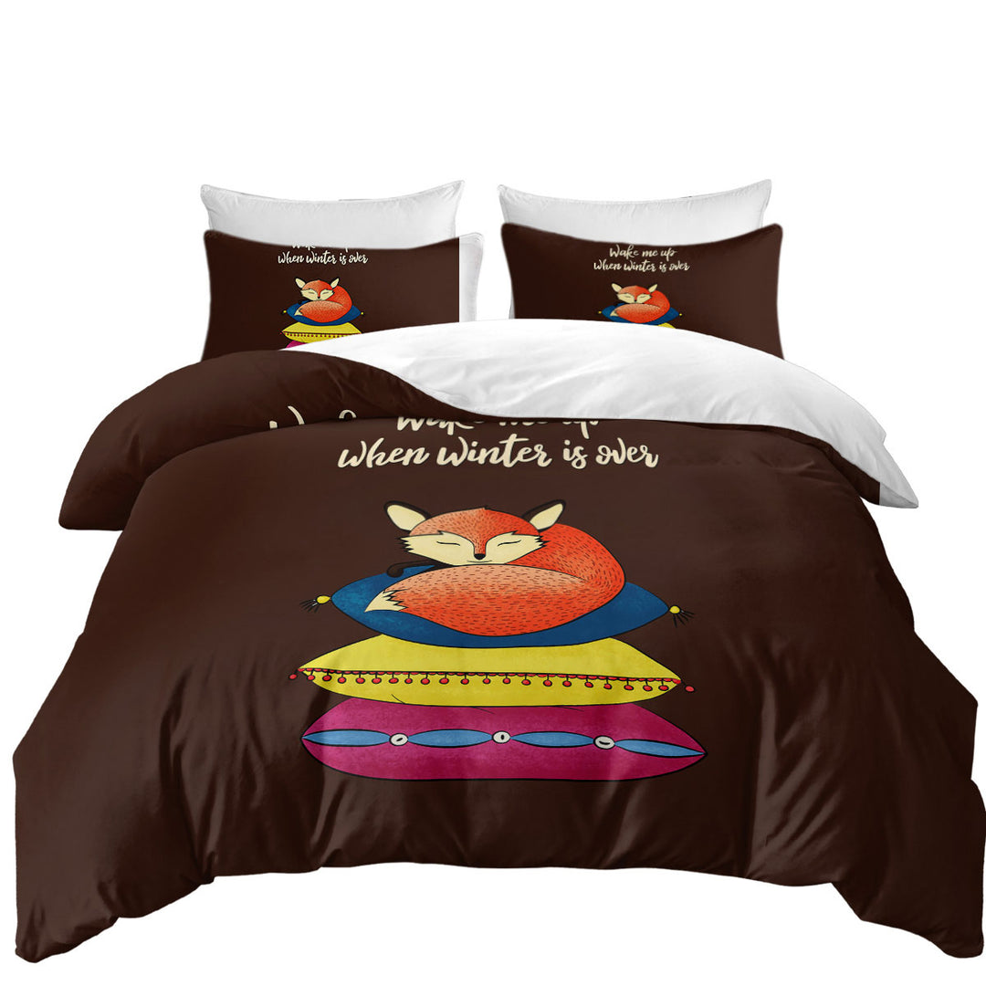 Cute and Funny Slapping Fox Quote California King Duvet Cover