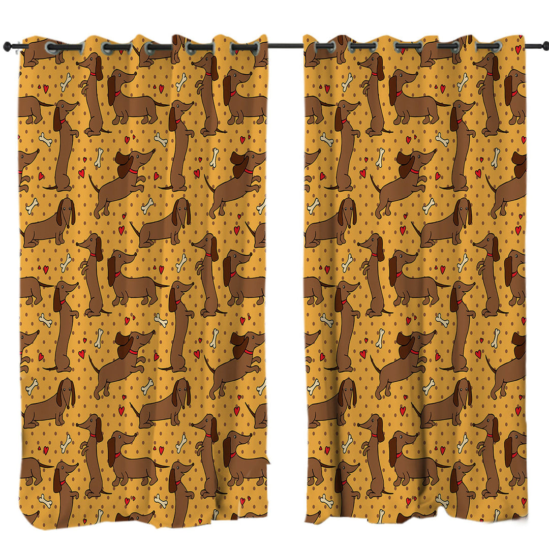 Cute and Playful Dachshund Pattern Curtains for Bedroom