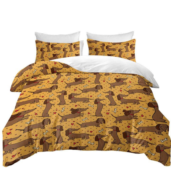 Cute and Playful Dachshund Pattern King Quilt Cover