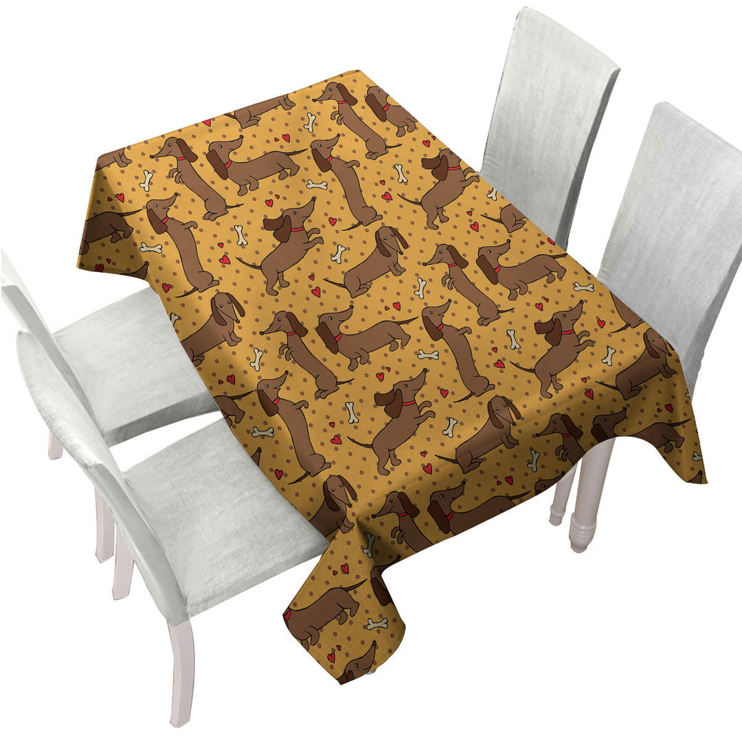 Cute and Playful Dachshund Pattern Tablecloth