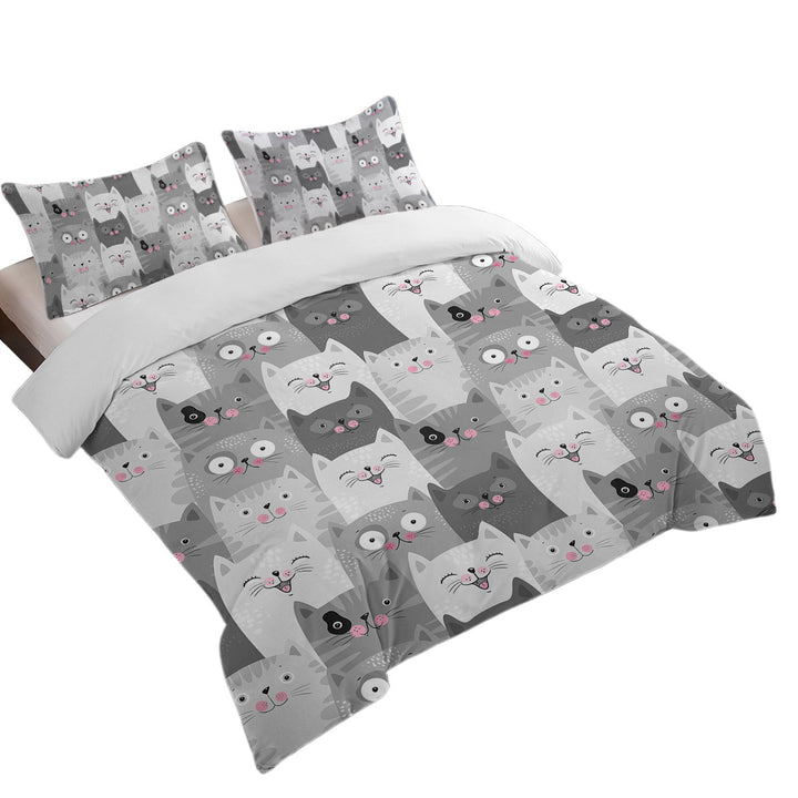 Cute and Sweet Grey Cats California King Duvet Cover