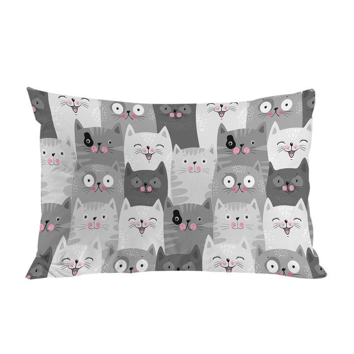 Cute and Sweet Grey Cats King Pillow Cases