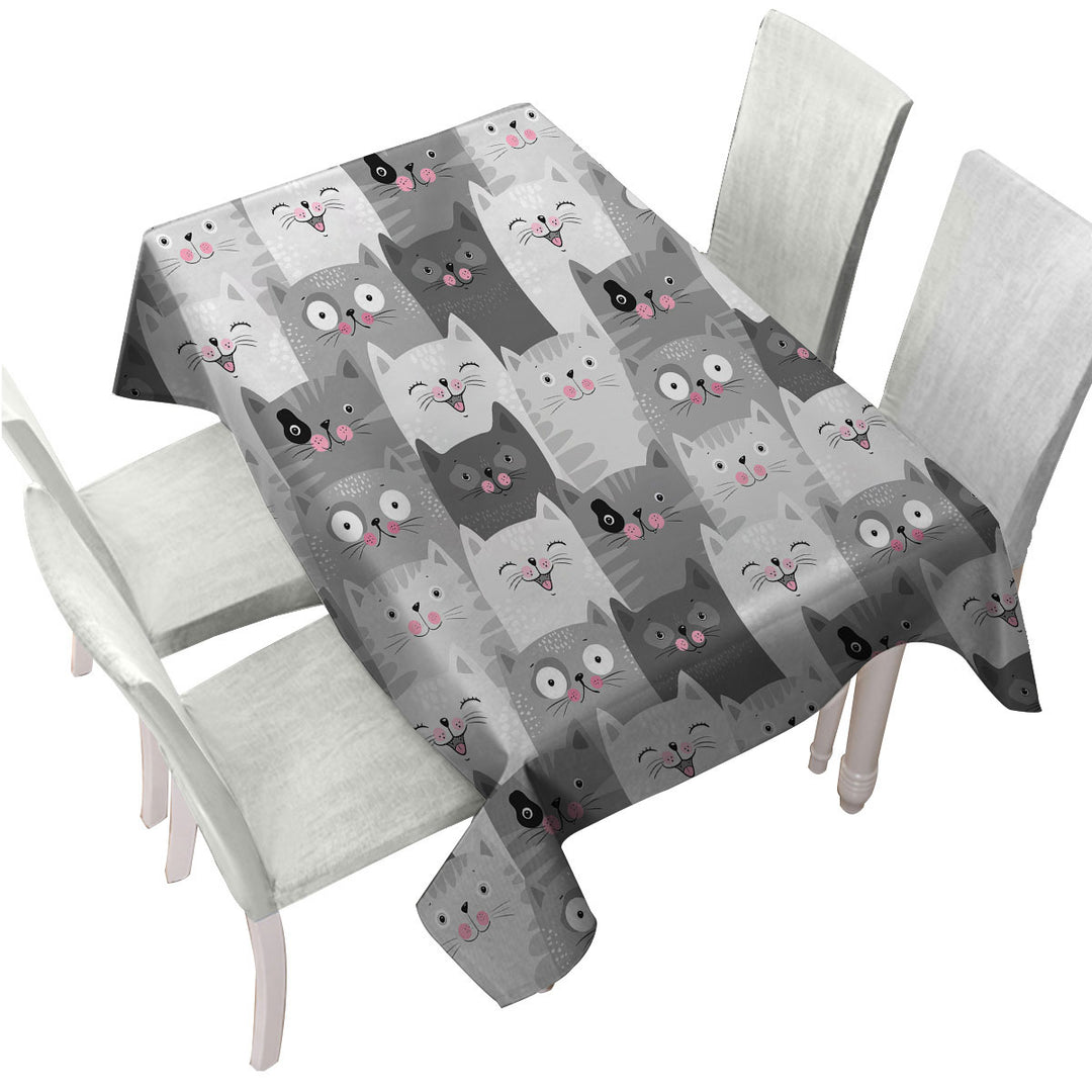 Cute and Sweet Grey Cats Tablecloths