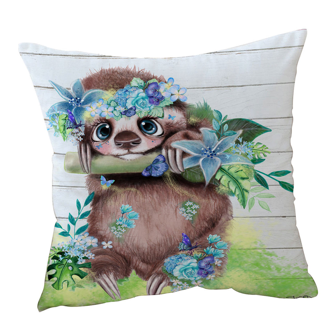 Cute l Just Hanging out Butterfly Sloth Cushion
