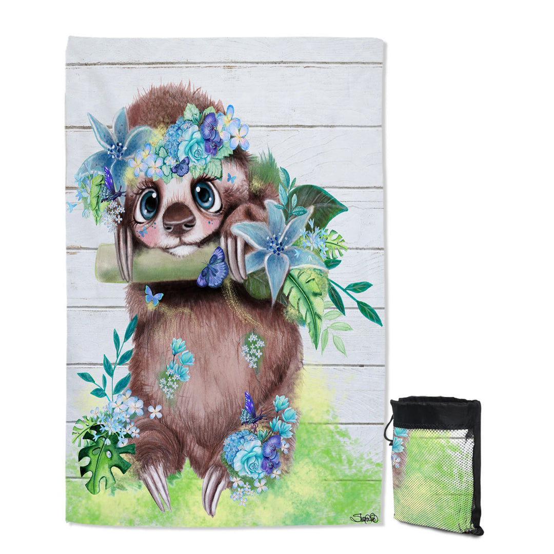 Cute l Just Hanging out Butterfly Sloth Swimming Towels