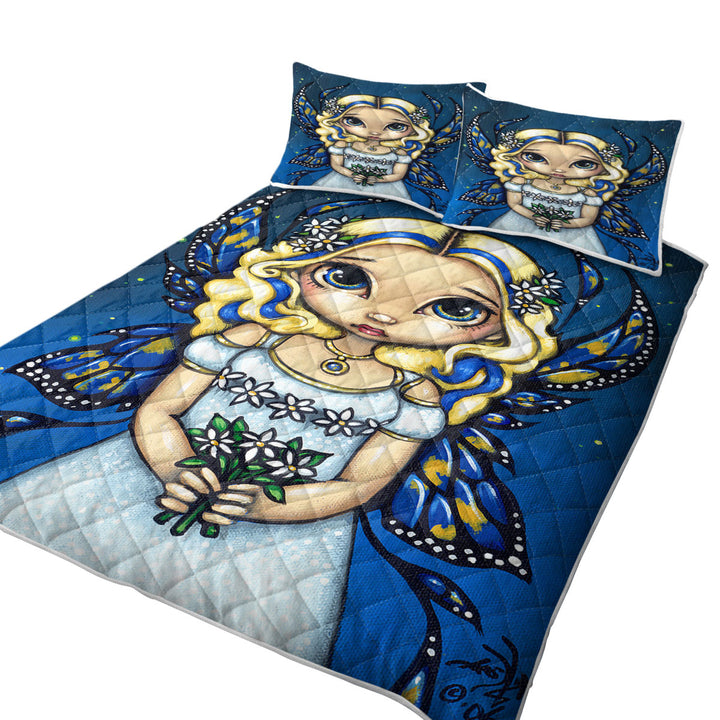 Daisy Lovely Blonde Fairy with Flowers King Size Quilt Sets