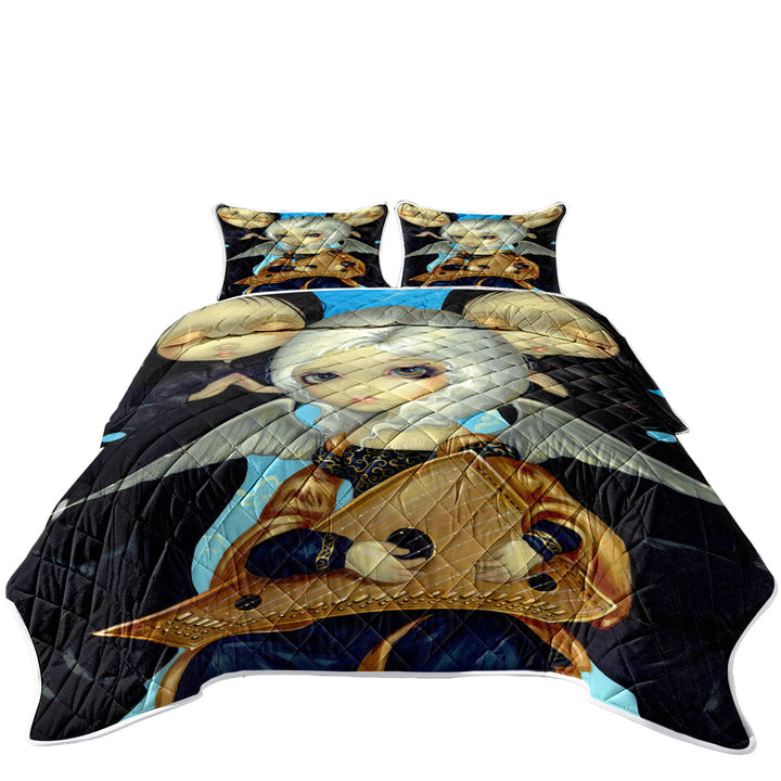 Dark Art Angel with a Psaltery Coverlets
