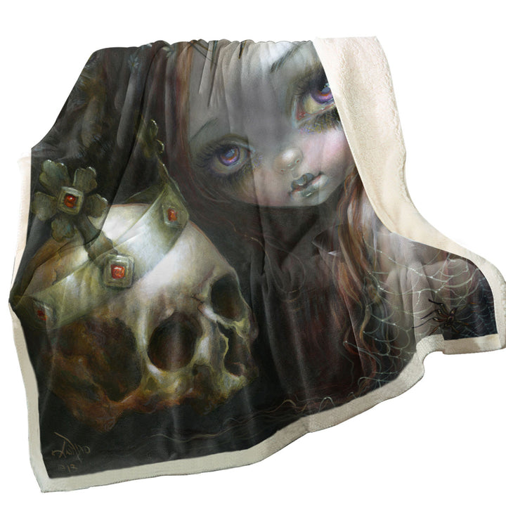 Dark Art Decorative Throws with Empire of Dirt Girl and King Skull